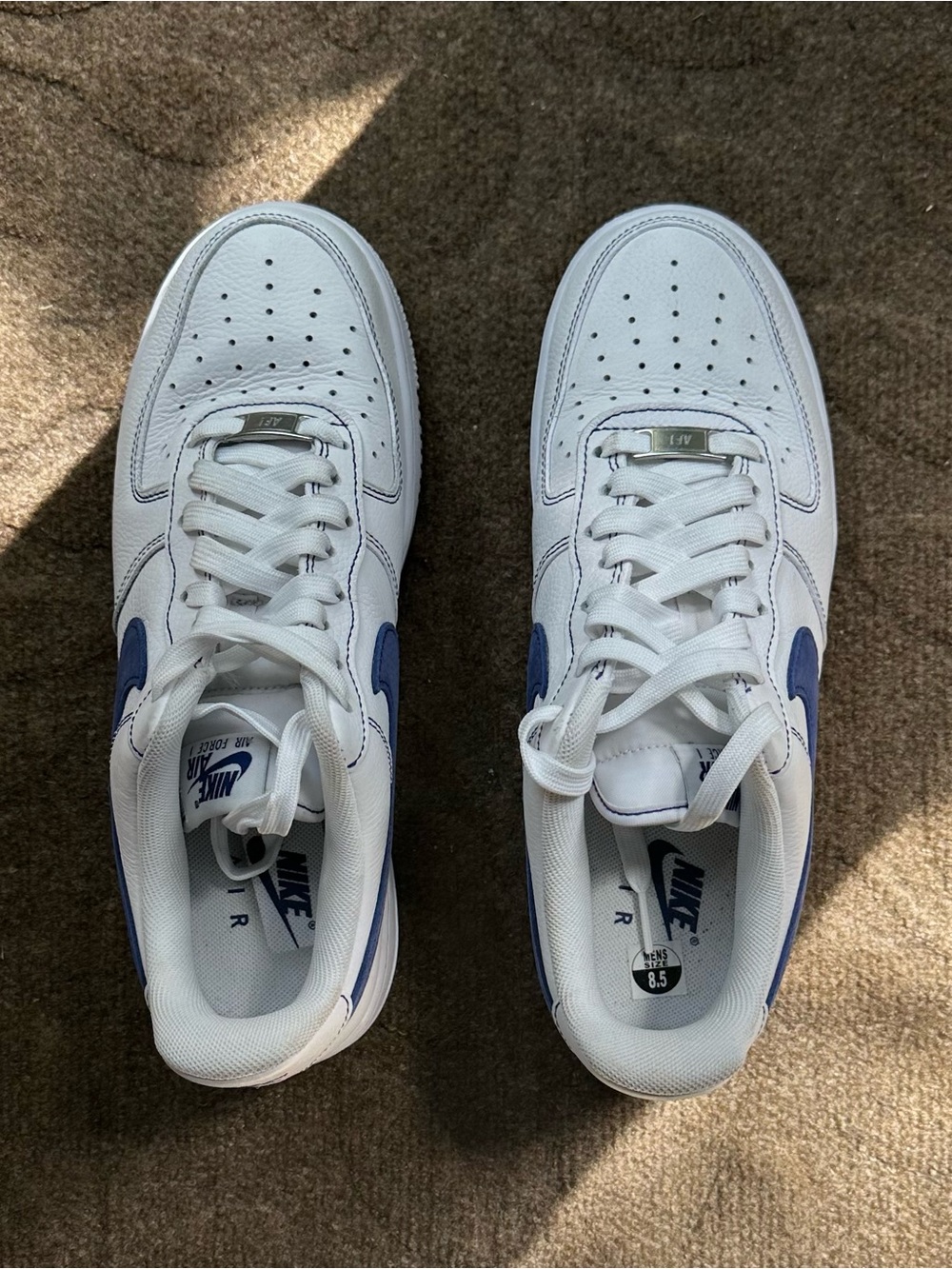 Men’s Nike Air Force 1 White Royal Blue Size 8 1/2